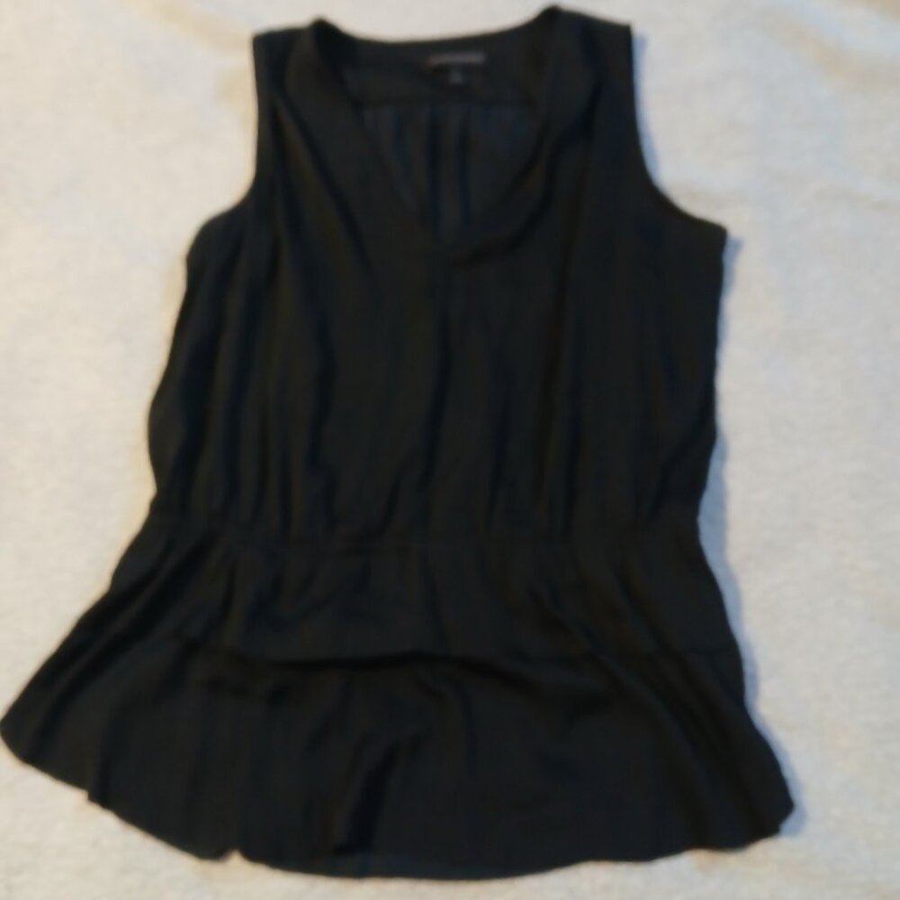 Banana Republic Women's V Neck Sleeveless Peplum Top Black SZ S/P